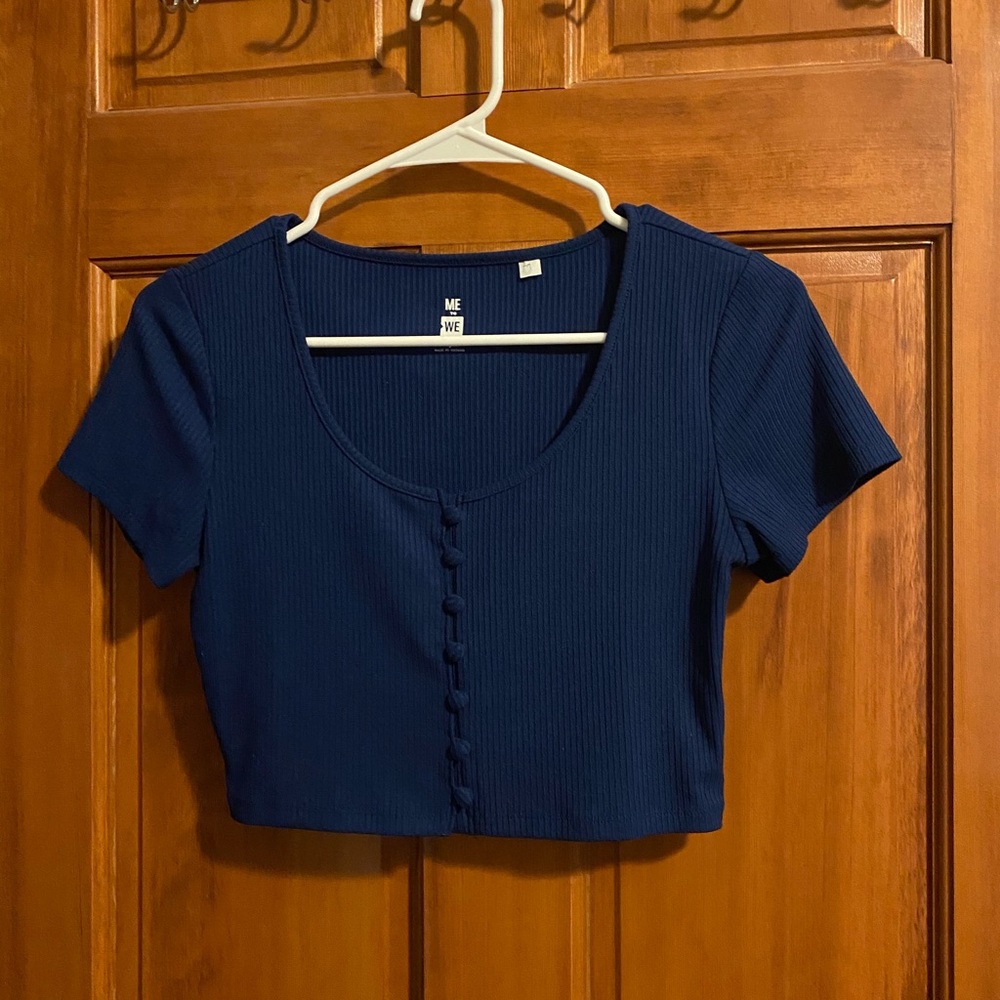 Cropped Navy Blue Shirt
